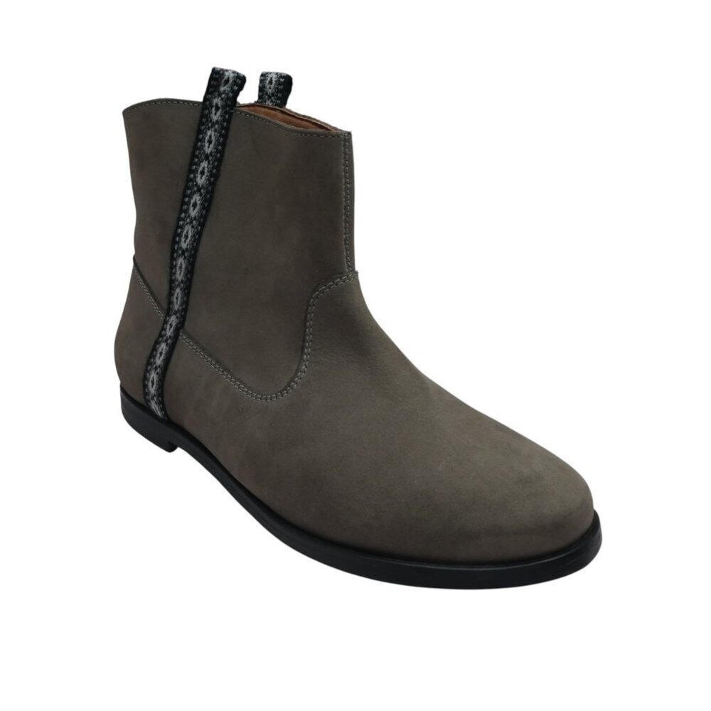 Fortress of Inca Anthropologie Taupe Gray Leather Woven Peruvian Ankle‎ Boots